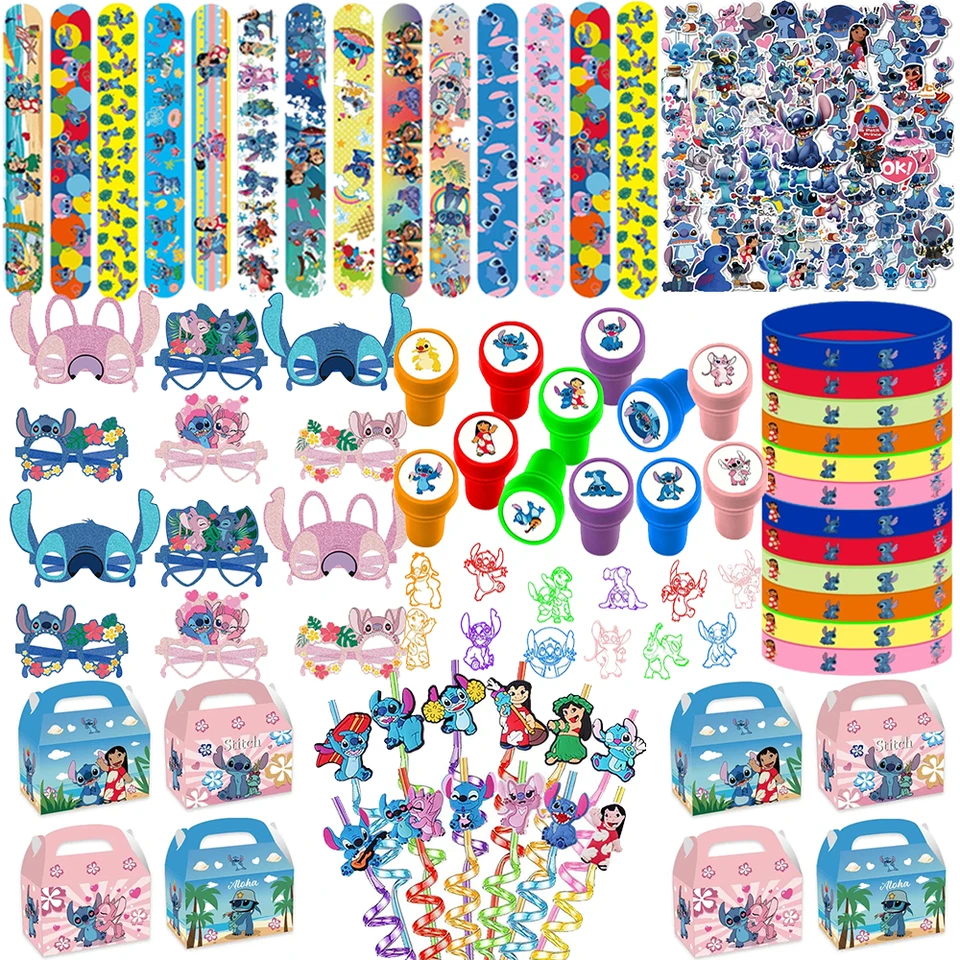 Cartoon Lilo & Stitch Party uprednostňuje Disney Stitch Náramky Stiažky Darčekové tašky Kľúčové slamky pre deti