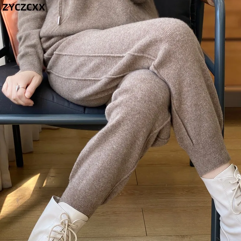 Cashmere Dámske nohavice na jeseň/zimu hrubé teplé andy cashmere Dámske nohavice malé nohy Príležitostné módy naťahovanie ženských nohavíc