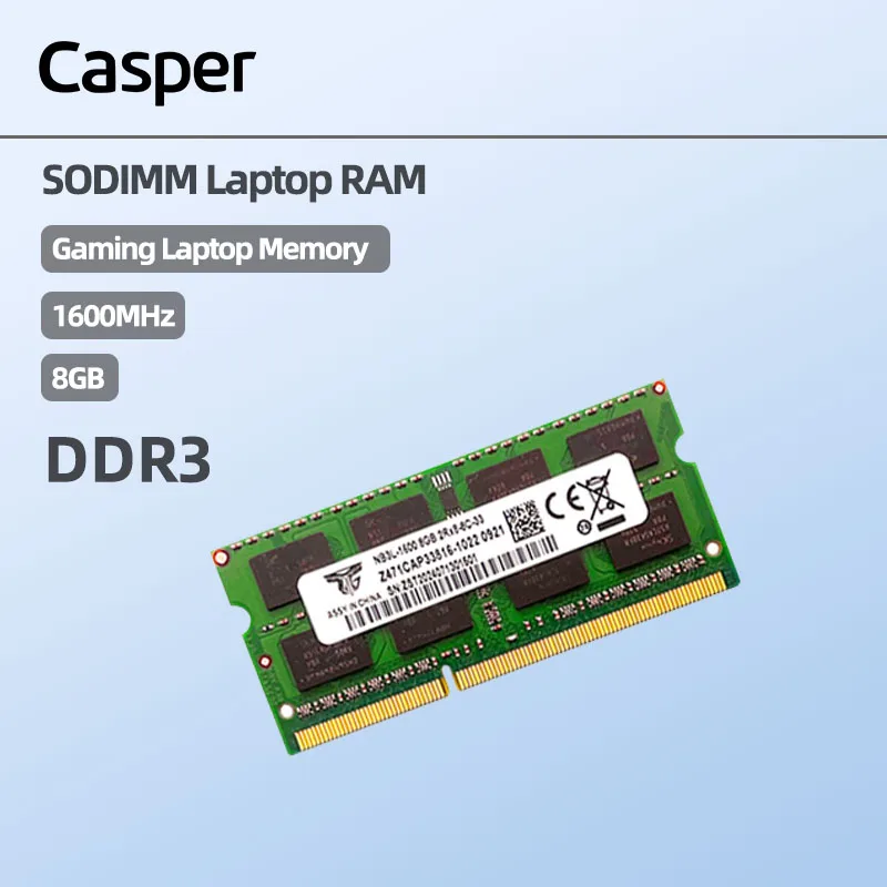 CASPER NAPLATÝ počítač DDR3 8 GB 1600MHz Memory Modul Sodimm Notebook RAM Gaming Designer Run Softvér Softvér Softvér (zelený)