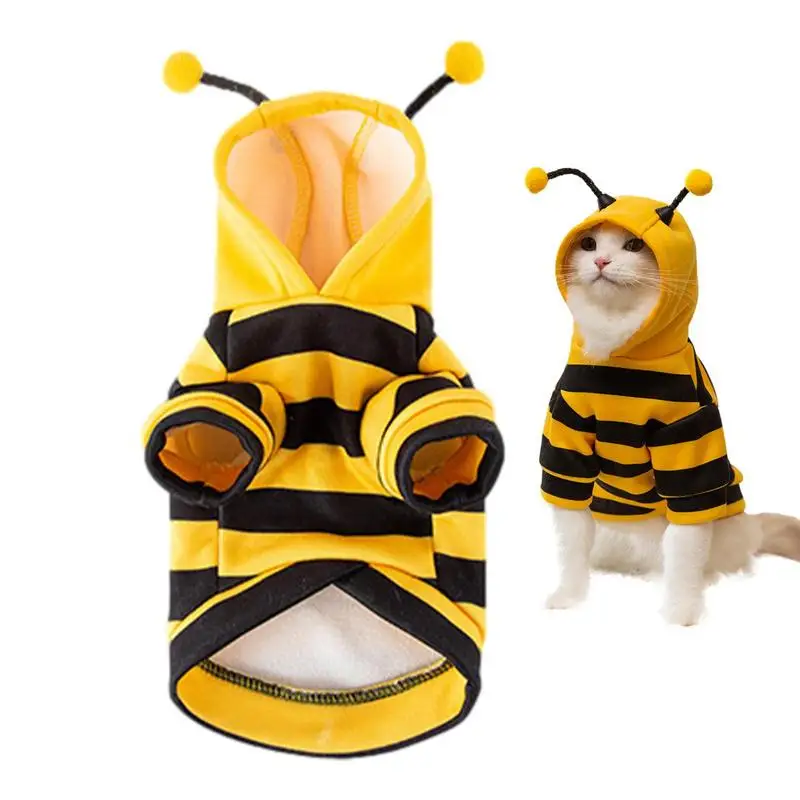 Cat Bee Costume Soft Cat Holiday Cosplay teplé oblečenie domáce zviera Halloween Hoodies Halloween Pet Supplies