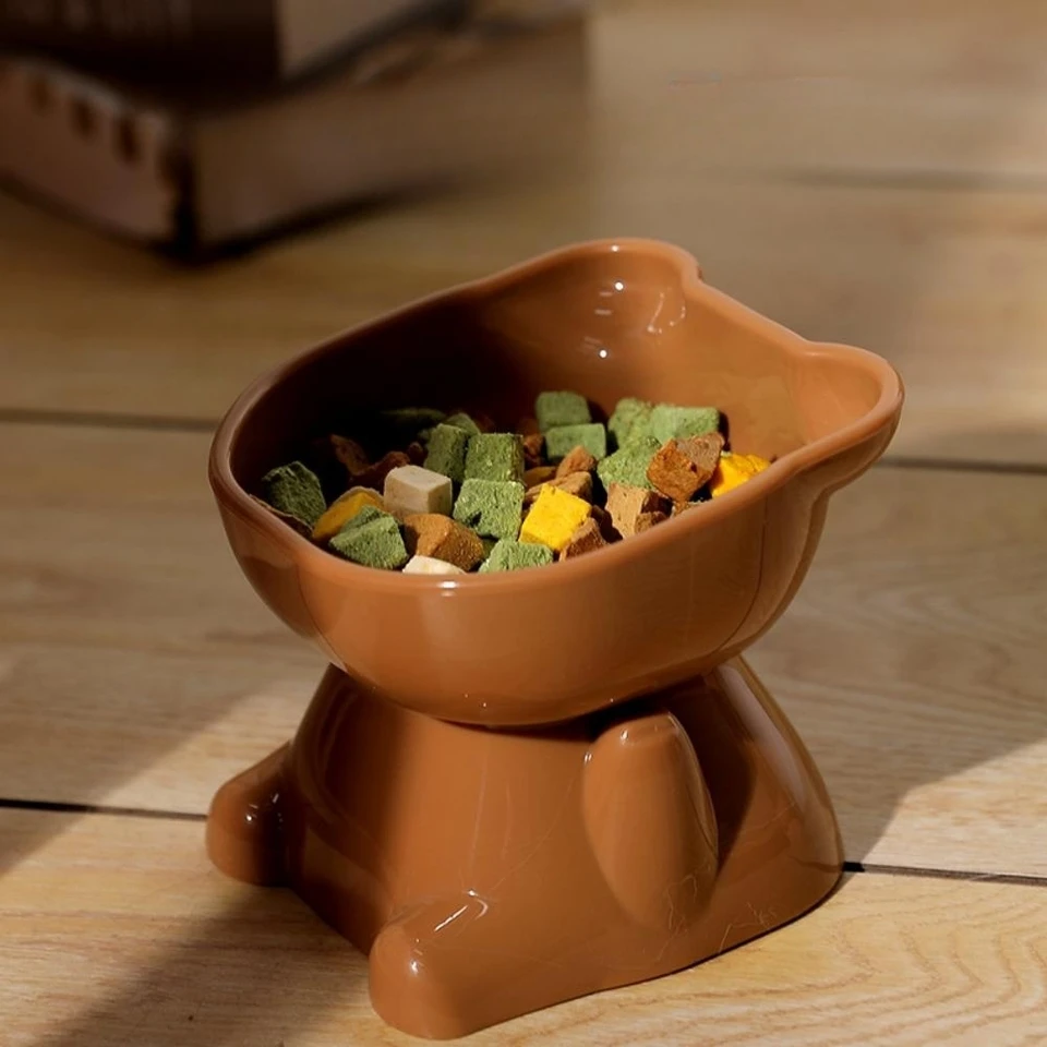Cat Bowl Face Podporovať medveď na ochranu krku krku krku misky mačka misa proti prevráteniu mačiek jedlá ryžová misa