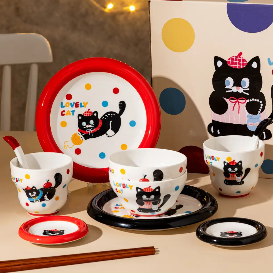 CAT Ceramic Cartoon Dishes tanier