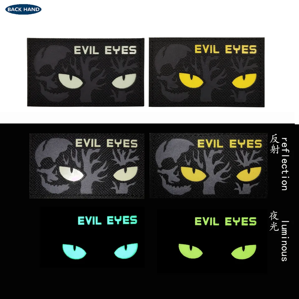 Cat Eyes Tactical Patches Eagle Eye Military Combat Glow v tmavom gitd značka odznak Zlé oči Patch pre taktickú prilbu