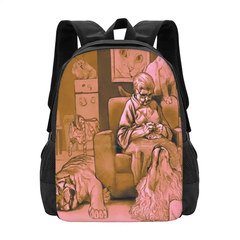 Cat Lady Chilling pletenie Grafické ilustrácie Školské tašky pre dospievajúce dievčatá cestovné tašky pre notebook Big Cats lev tiger gepard