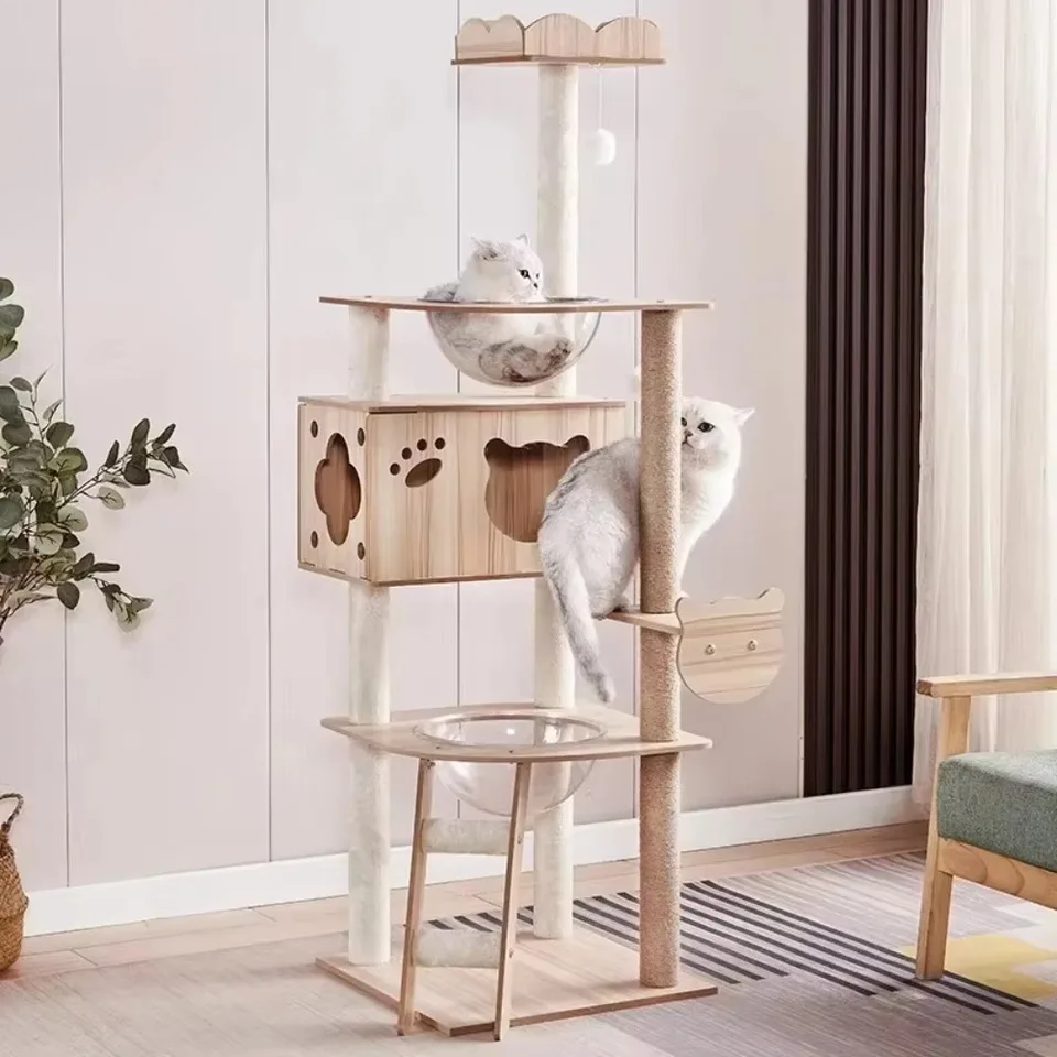 CAT lezecký rám luxusný veľký vesmírny kapsula veľká kapacita mačací strom veža použiteľná pre multifunkčný nábytok pre domácnosť