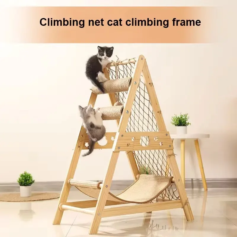 CAT lezecký rám mačka stromu sisal mačka hammock mačka poškriabanie po lezení sieť integrovaný horolezectvo mačky hračky pre domáce zvieratá