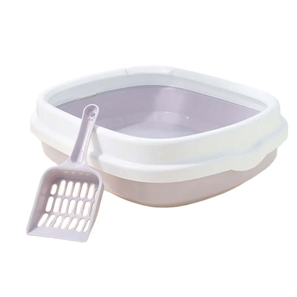 Cat Open Litter Box Pet W toalet Litter Non Stick Semi Uzatvorené mačiatko Šteniatko pre obývaciu izbu Králikovú krabicu