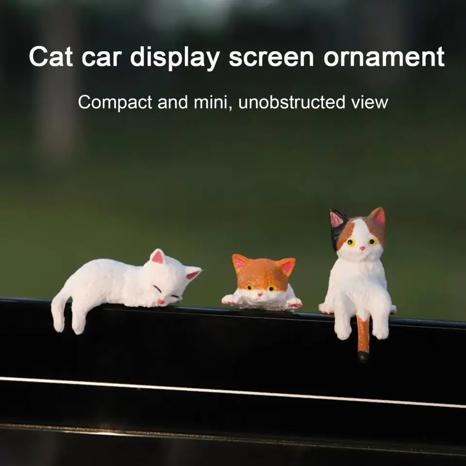 Cat Ornament Resin Ručne maľovaná mačka figurín pre auto pre centrálnu ovládaciu obrazovku dekor Miniatúrna mačka pre milencov pre automobilový priemysel
