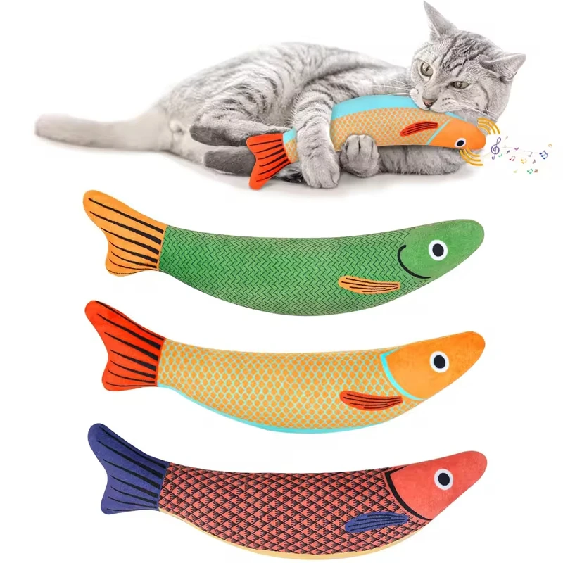 Cat Toy Catnip 3D simulácia rybie ryby zlaté rybky mačiatko hračky vankúš Interaktívne zvukové mačky žuvanie chryposti plyšové hračky mačky