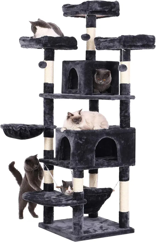 Cat Tree 66,3 palca viacúrovňová veľká vysoká mačka veža s plyšovými vrchnými bidlámi, poškriabanie sisalu poškriabanie mačička mačiatko mačiatko mačiatko