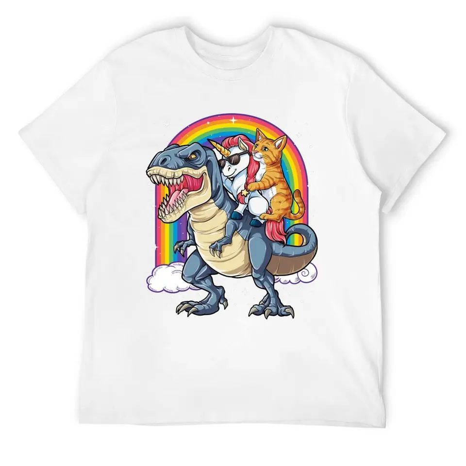 Cat Unicorn Dinosaur T-Rex mačiatko mačiatko dúhové tričko Louboutins Grafické košele vrecká košele mužské tričko