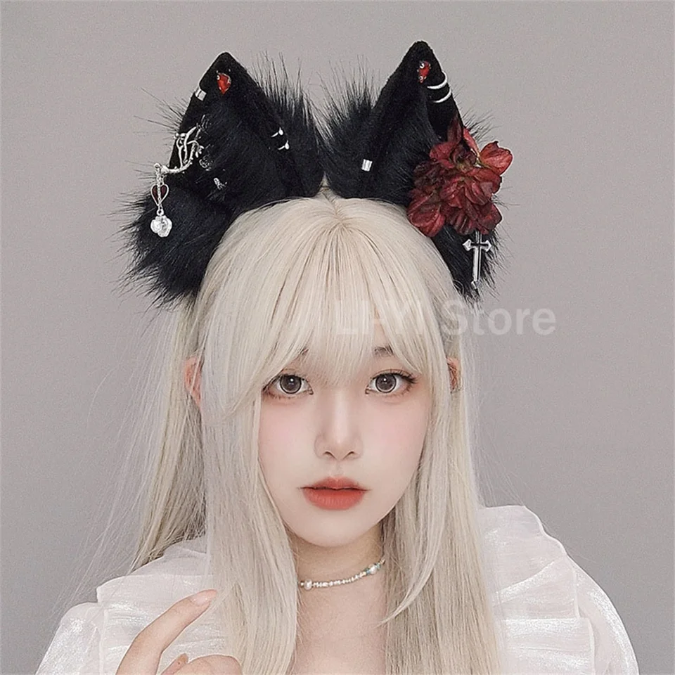 Cat Wolf Fox Ear čela čela mačacie uši hlavy uší dospelý dospievajúci dospievajúci kozplay Hairband Ženy Dievča