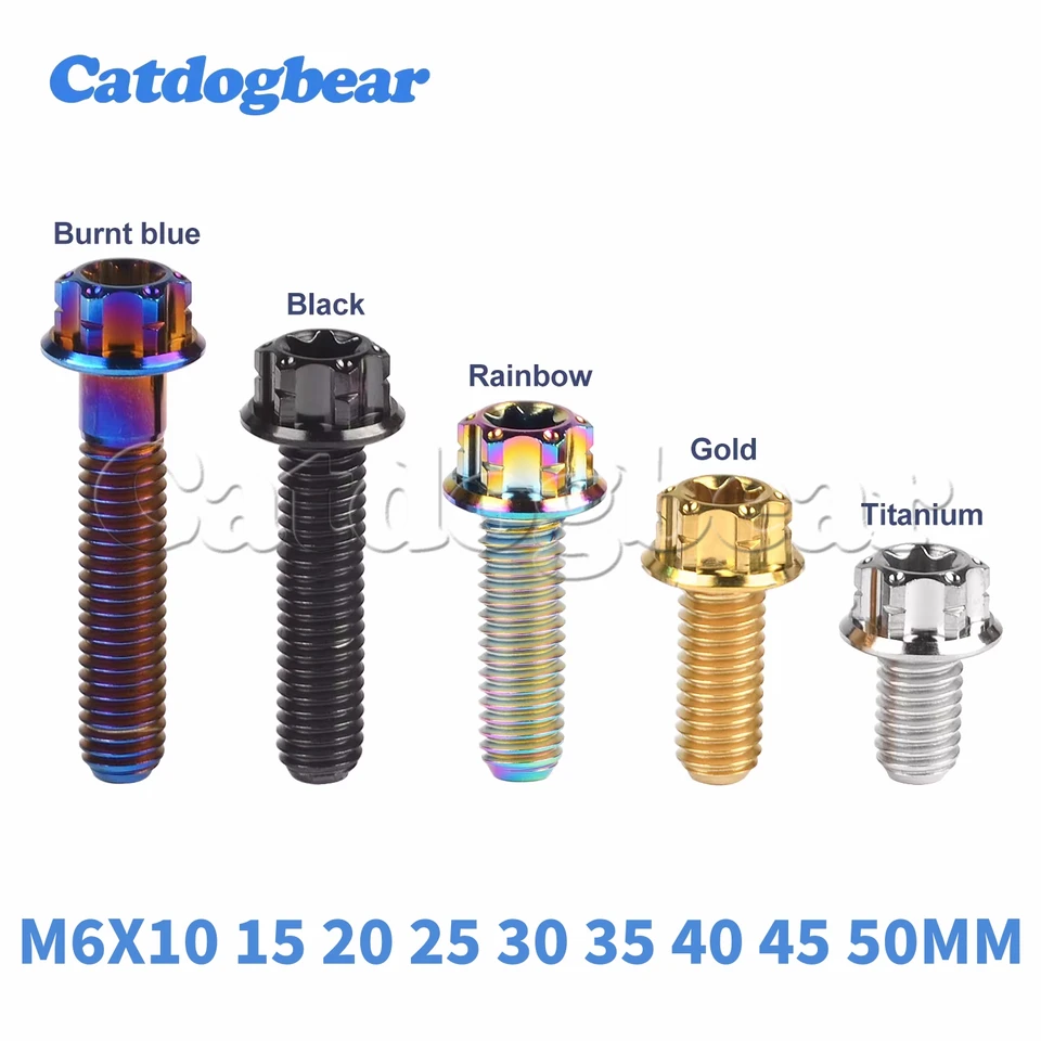 Catdogbear 4ks prírubová hlava Titánové skrutky M6 x10 15 20 25 30 35 40 45 50 mm Torx T30 pre skrutky na modifikáciu motocykla