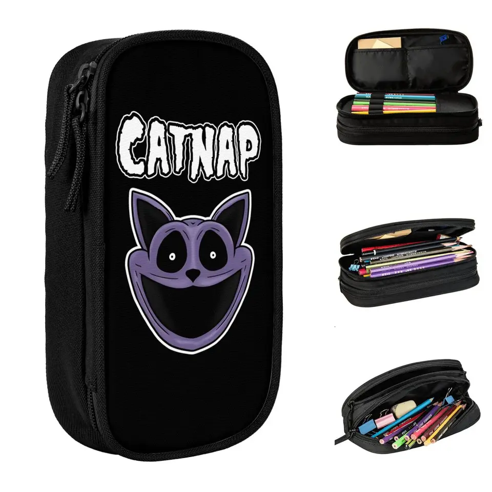 Catnap Monster Cartoon Cencil Case Dvojvrstvová veľká kapacita pre školskú ceruzku Úžasný darček