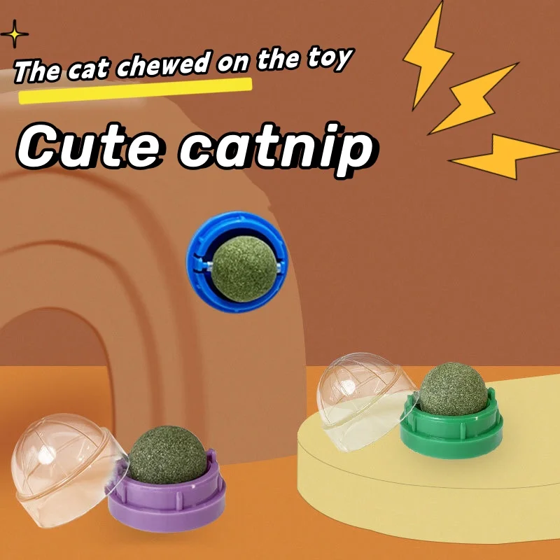 Catnip Ball Cat Toy Licking Licking Fun Cat Snack Spinning Ball Brinding Zuby Čisté zuby z zábavy