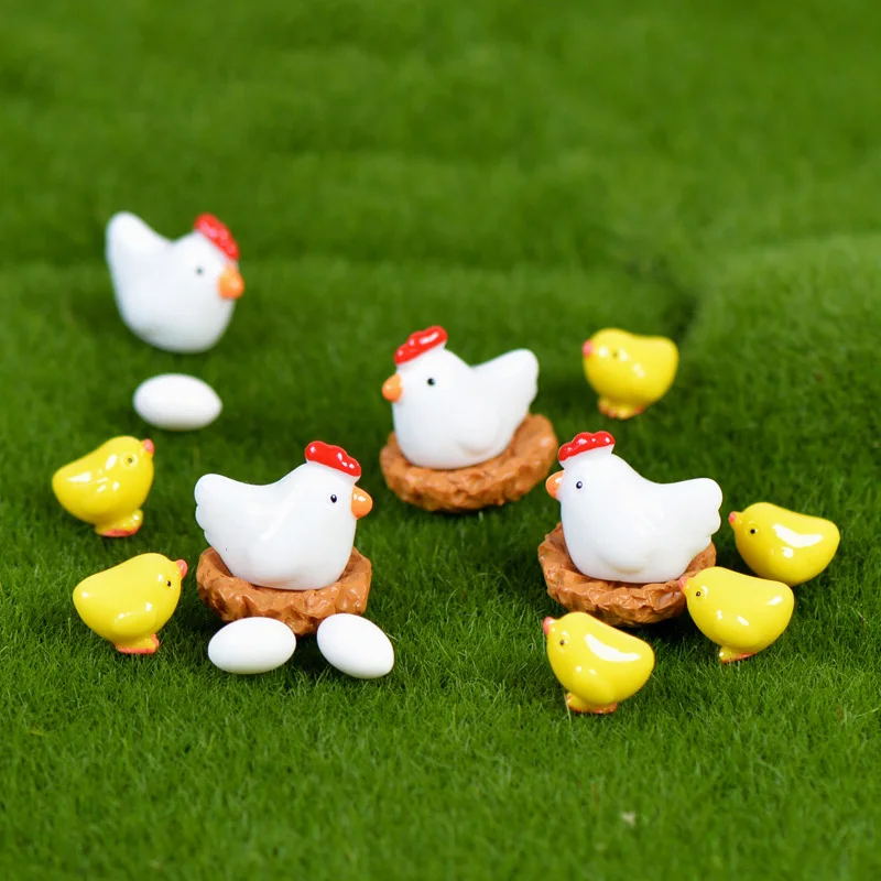 Catxaa 1 kus kuracieho farmy Hen Chick Egg Nest Mini Craft Garden postava
