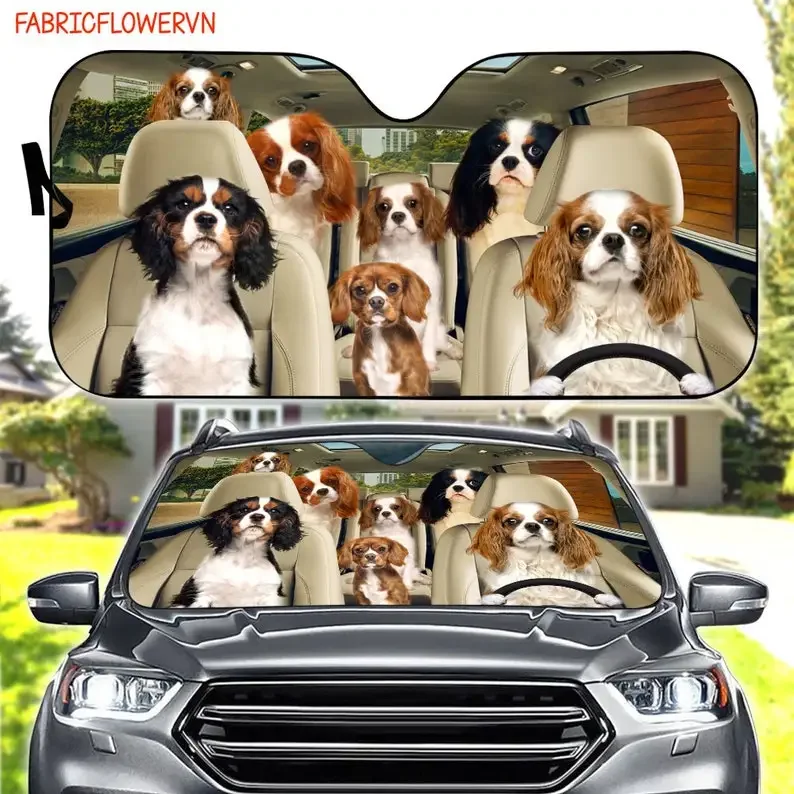 Cavalier King Charles Spaniel Sunshade, dekorácia pre psie auto, čelné sklo pre psov, darček pre milovníkov psov, auto slnečnice, darček pre mamu,