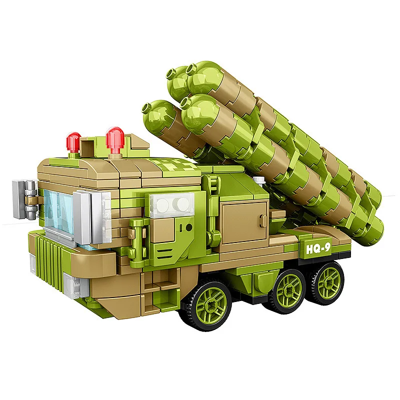 Cayi 402ks stavebné bloky 2271 Vojenské obrnené raketové vozidlo Dongfeng Malé častice Zostavené detskými stavebnými blokmi