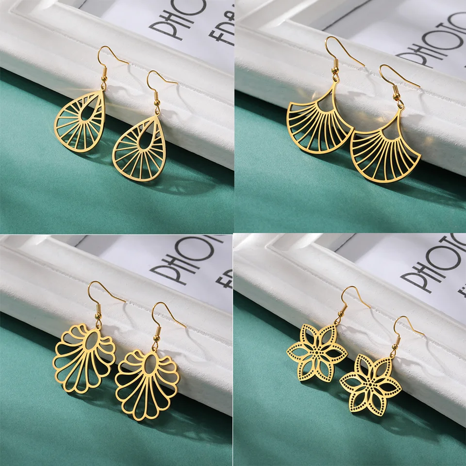 Cazador Bohemian Filigree Drop Duet Cuimring z nehrdzavejúcej ocele Etnické náušnice pre ženy pre ženy