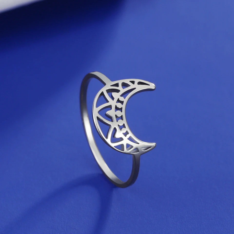 Cazador Vintage Crescent Moon Lotus Ring Nerezová oceľ Dámske prsty prsty Svadobné oslavy šperky narodeniny darček veľkoobchod 2025