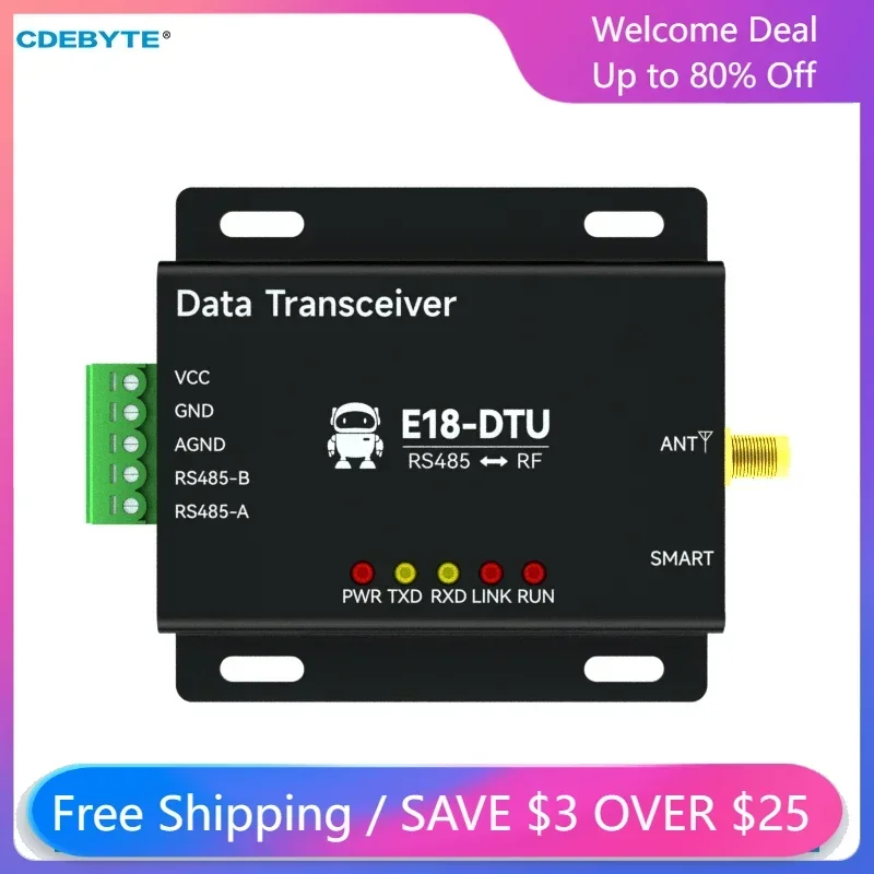 CC2530 ZIGBEE 3.0 Wireless Data Transmission Station 20DBM RS485 CDEBYTE E18-DTU (Z20-485) DC8V ~ 28V ZIGBEE DATA TRANSIVER