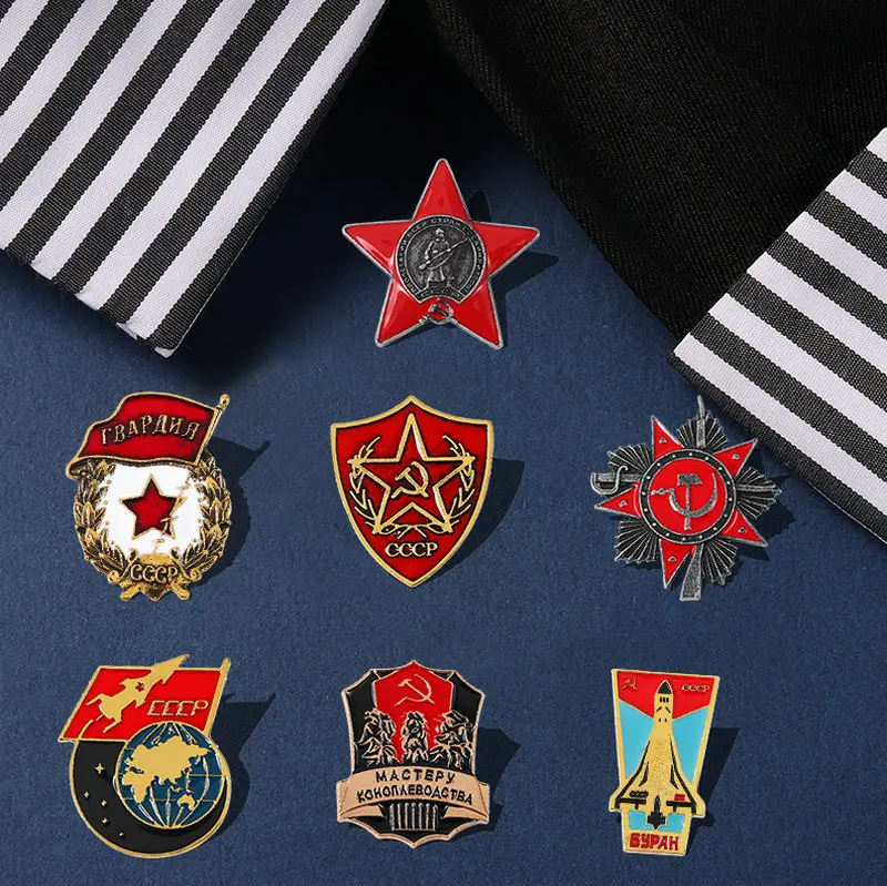 CCCP Cold War Smalt Pins Red Star Flag Brošory História Pamäť Badge šperky