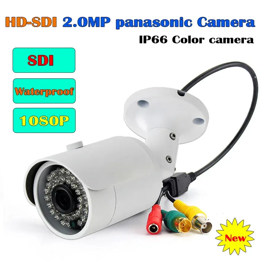 CCTV plné 1080p HD-SDI 2.0MP PANASONIC Vodotesný vonkajší vnútorný bezpečnostný fotoaparát SDI 3,6 mm 3MP šošovky IR Array LED kovové puzdro OSD