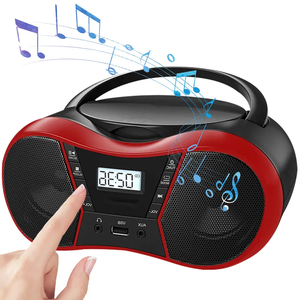 CD prehrávač boombox aux vstup a 3,5 mm slúchadlá prenosný stereofónny cd prehrávač boombox podsvietel LCD displej stereofónneho zvukového reproduktora