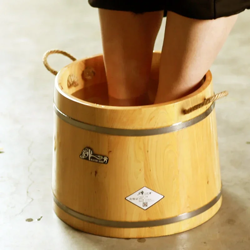 Cedar Wood Foot Namočne vaňa - Vintage dvojitý lanový rukoväť vysoké kúpeľné povodie pre pedikúru a domácu relaxačnú nádobu namáčajúcu nohu