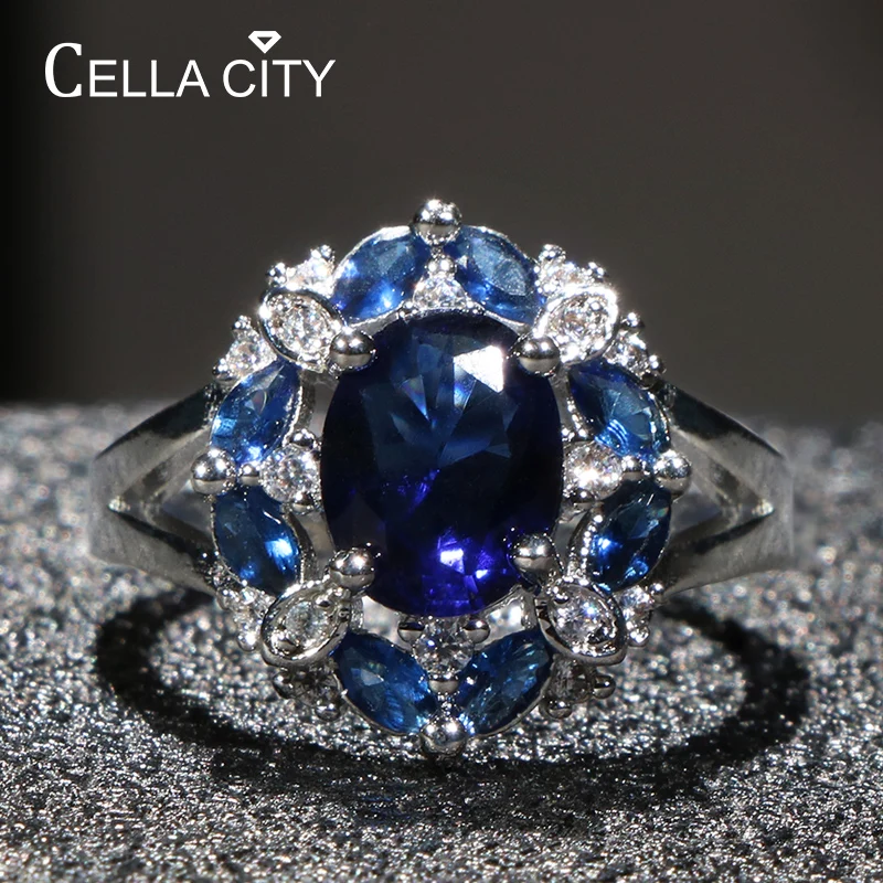 Celkovná trendy dizajn strieborný 925 prsteň pre ženy jemné šperky 3 farby drahokamy Ruby Aquamarine Sapphire Rings Strana size6-10