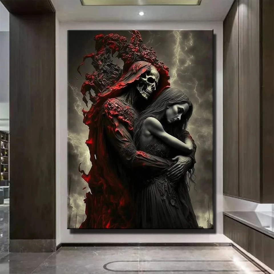 Celý diamantový mozaik gotický pár 5D DIY Diamond Painting 3d Žena a muži výšivky krížový steh mozaik