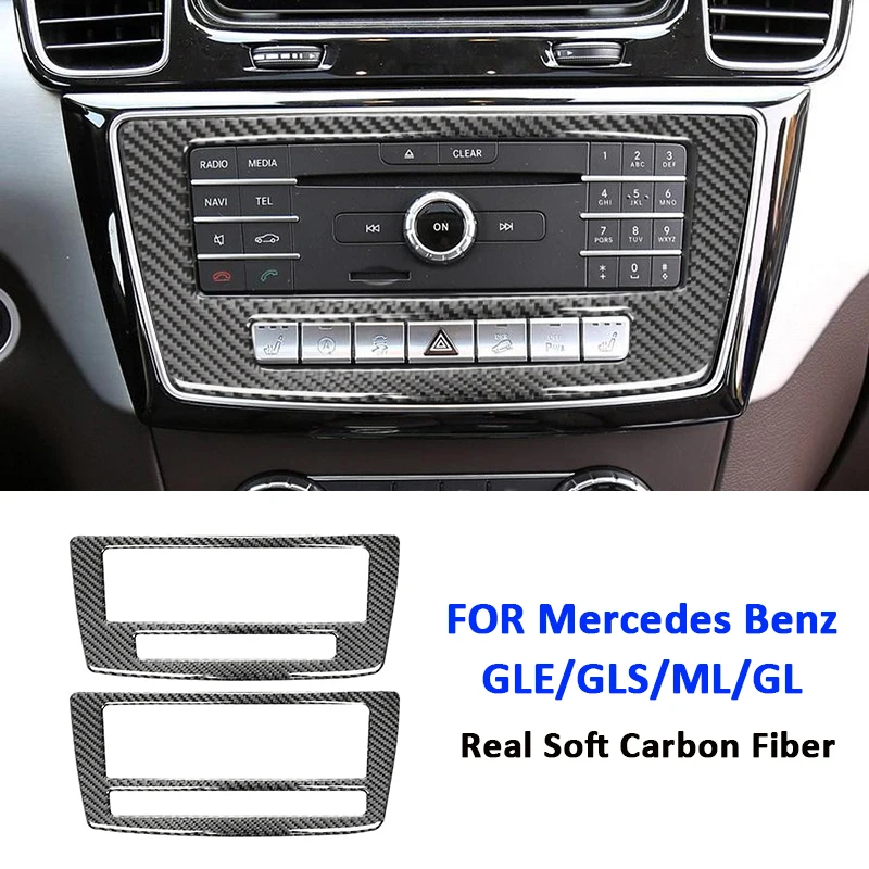 Centrum Carbon Fiber Centrum Multimediálne CD CD Ovládací panel Ráme Interiérová dekorácia Nálepka pre Mercedes Benz GLE GLS ML GL