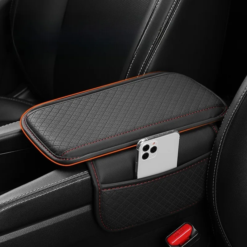 Centrum konzoly Console Box Pad Protector Priedušná kožená lakťová lakťová podložka s vreckom pre interiérové ​​doplnky auta