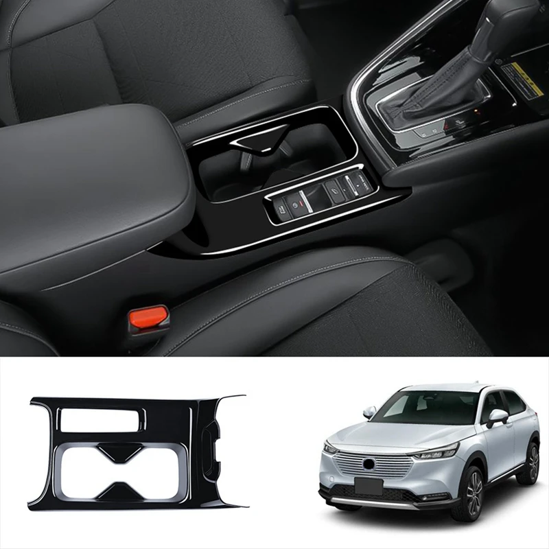 Centrum pre konzolu Console Cup Držiteľ držiaka Orezanie nálepiek na obrusy pre Honda HRV HR-V Vezel 2021-2022 GLOSSY BLACK RHD