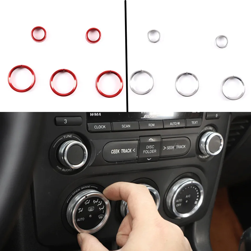 Centrálny ovládací klimatizácia Objem Gomb Decantive Ring Fit Fit for Mazda MX-5 2009-2015 Interiérové ​​príslušenstvo