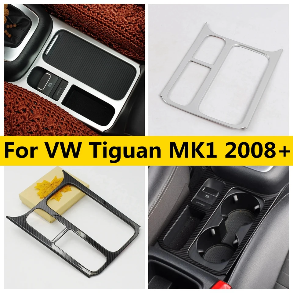 Centrálny ovládací vodný pohár držiaka na držiak na dekoráciu panela Orezaný obklad pre VW Tiguan MK1 2008 - 2015
