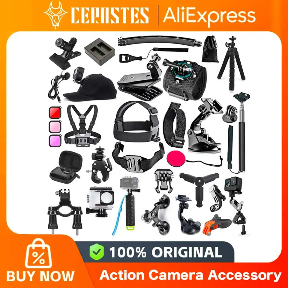 Cerastes Action Camera Accessory Kit pre GoPro Hero 11/10/9/8/7/6/5/5/4 Gopro Max Fusion Insta360 AKASO DJI OSMO Action CAMERAS