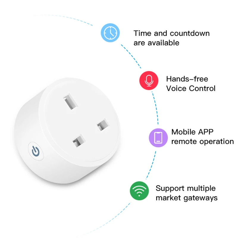 Cerhot Tuya Zigbee Plug Smart Socket 15A Power Monitor Smart Plug UK Socket 3pin Outlet Adapter s energetickým časovačom práce pre Alexa