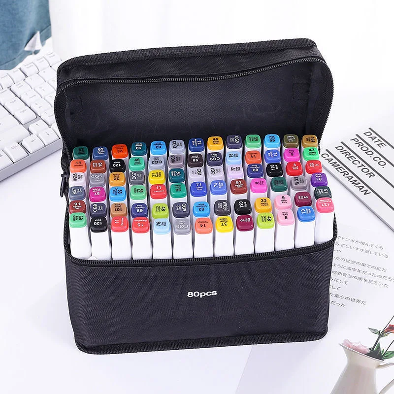 Ceruzka vrecka Umenie značkovača Pen Storage Bag Veľká kapacita Čierne plátno Organizátor Pen Organizátor skladací štvorcový markerový pero puzdro umelec