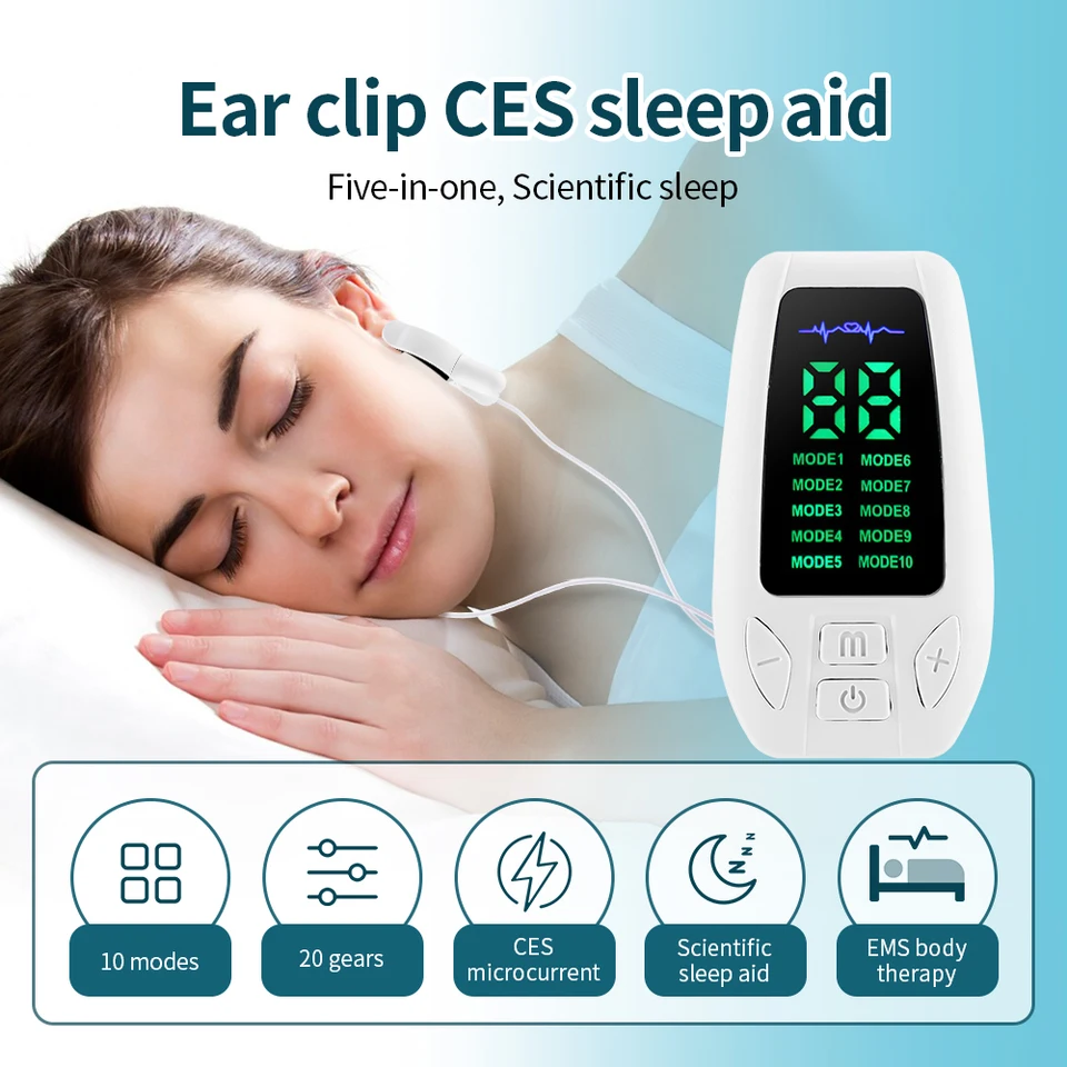 CES Sleep AID 10 režimy mikrokurrent stimulácie nespavosť Elektroterapeutické zariadenie úzkosť migréna Zbavuje bolesti hlavy relax