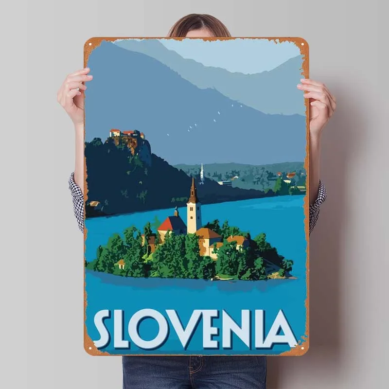 Cestovanie do Slovinska kovová značka plagáty dekorácia pre domácu výzdobu Vintage Tinplate znamenie pre nástenné umenie dekorácie retro umenie nástenných malieb