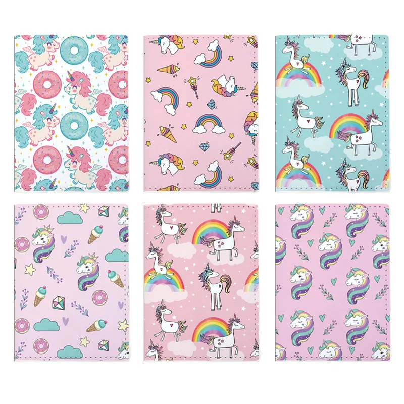 Cestovanie Unicorn Cartoon Print pu vodotesný pas Cover Cover Card Card Držiteľ peňaženka taška Passport držiteľ cestovné doplnky
