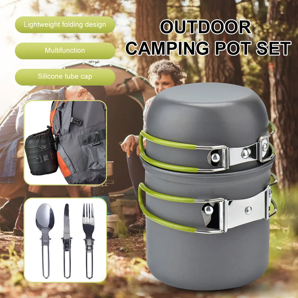 Cestovná kempingová súprava na varenie sada Ultralight Outdoor Slave Set s skladacou lyžičkou turistického zariadenia pre turistiku pre turistiku