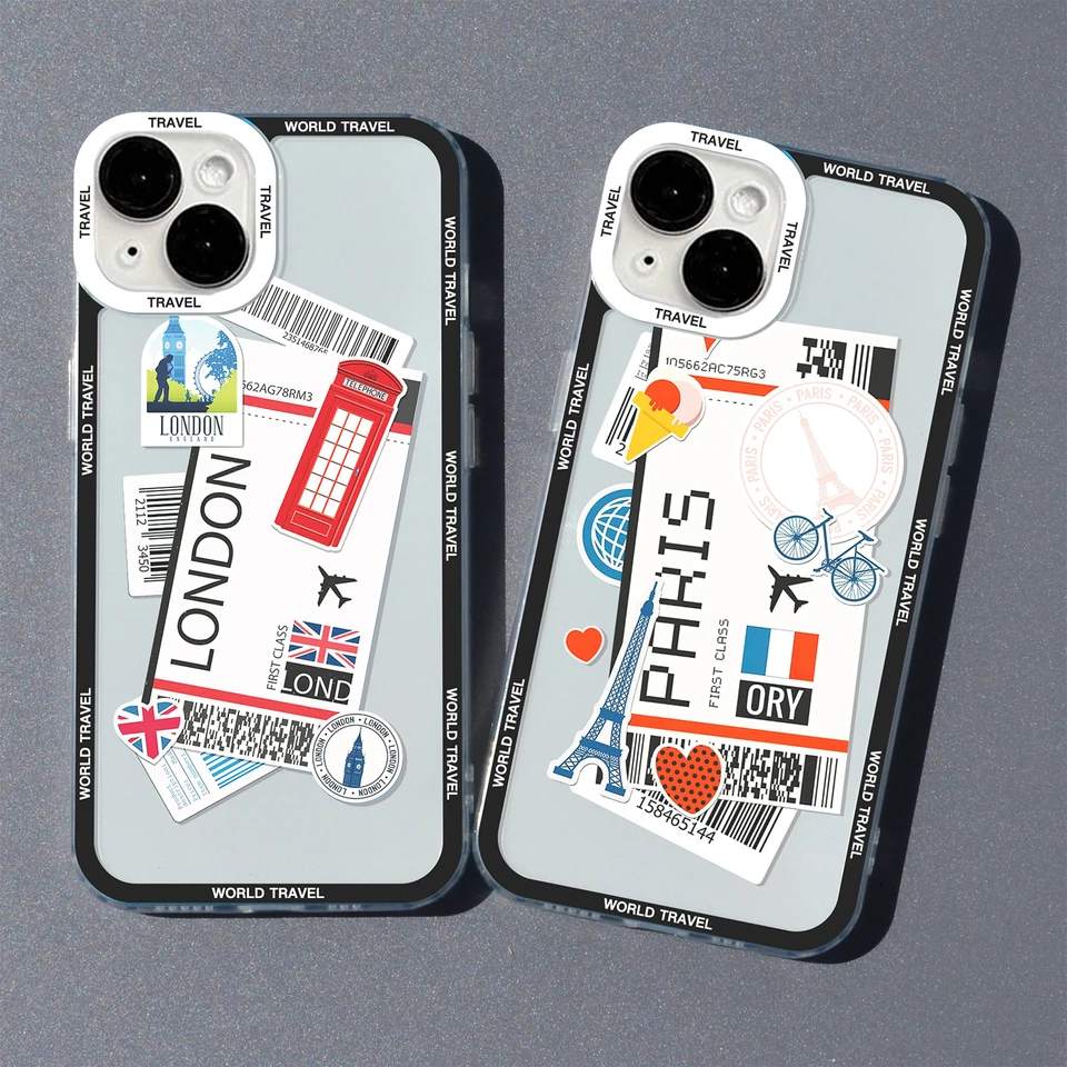 Cestovný lístok na svetovom meste New York London Tokyo Telefon Case pre iPhone 15 14 13 12 11 Pro Max Mini xs x xr SE 7 8 Plus Cover Funda