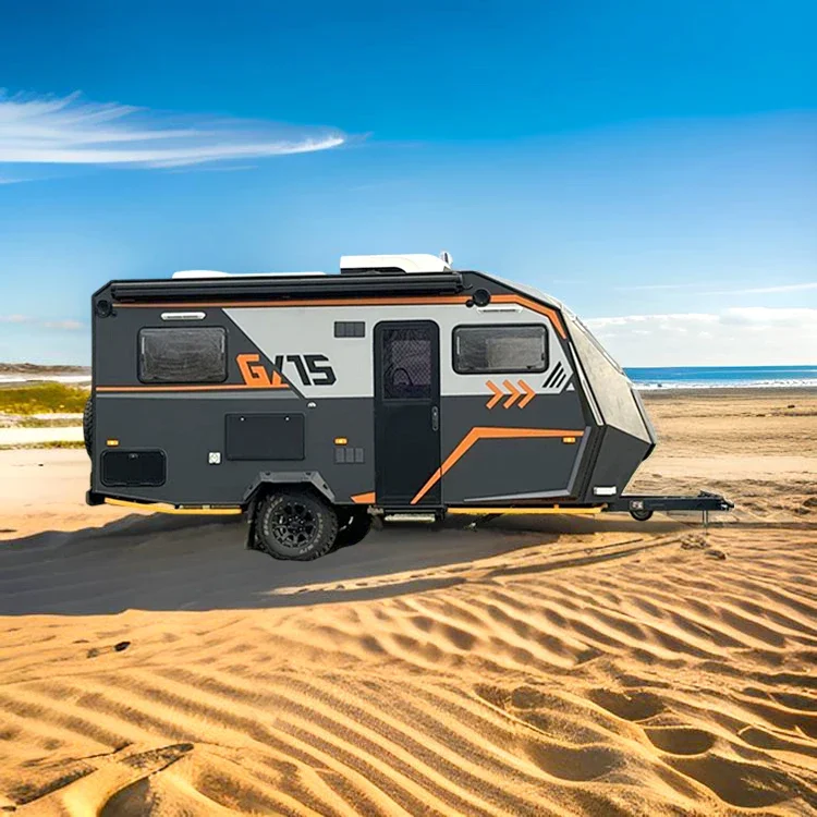 Cestovný príves karavan 4-6 osôb mimo cesty Camper Trailer 15 stôp luxusný RV Camper Hliníkový cestovný príves