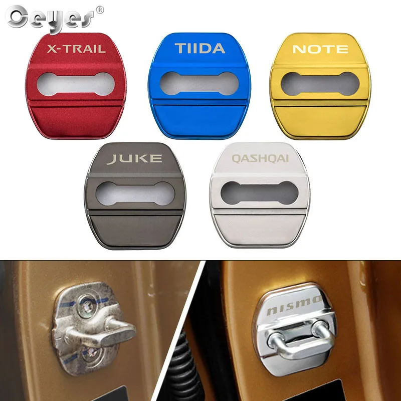 CEYES CAR STYLING Automatické dvere zámok krytu nálepky Príslušenstvo pre nálepku pre nissan nismo poznámka Qashqai x-Trail juke j11 tiida znak 4ks