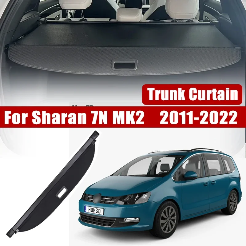 Cez oponu pre kmeň pre Volkswagen VW Sharan 7n Príslušenstvo 2011 ~ 2022 Oddelenie zadného batožinového regálu Zrušiteľné súkromie Anti-PEEP