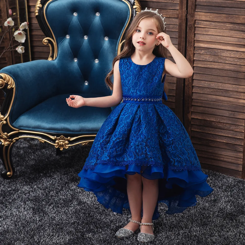 Cezhraničné európske a americké detské vlakové šaty bez rukávov bez rukávov Big Girl Solid Color Princess Stage Dress