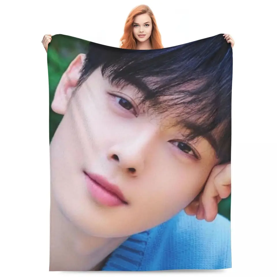 Cha Eun Woo KPOP Astro Fan Darčekové príslušenstvo prikrývky ultra mäkké flanelové hádzanie prikrývky Útulné plyšové tenké prikrývky