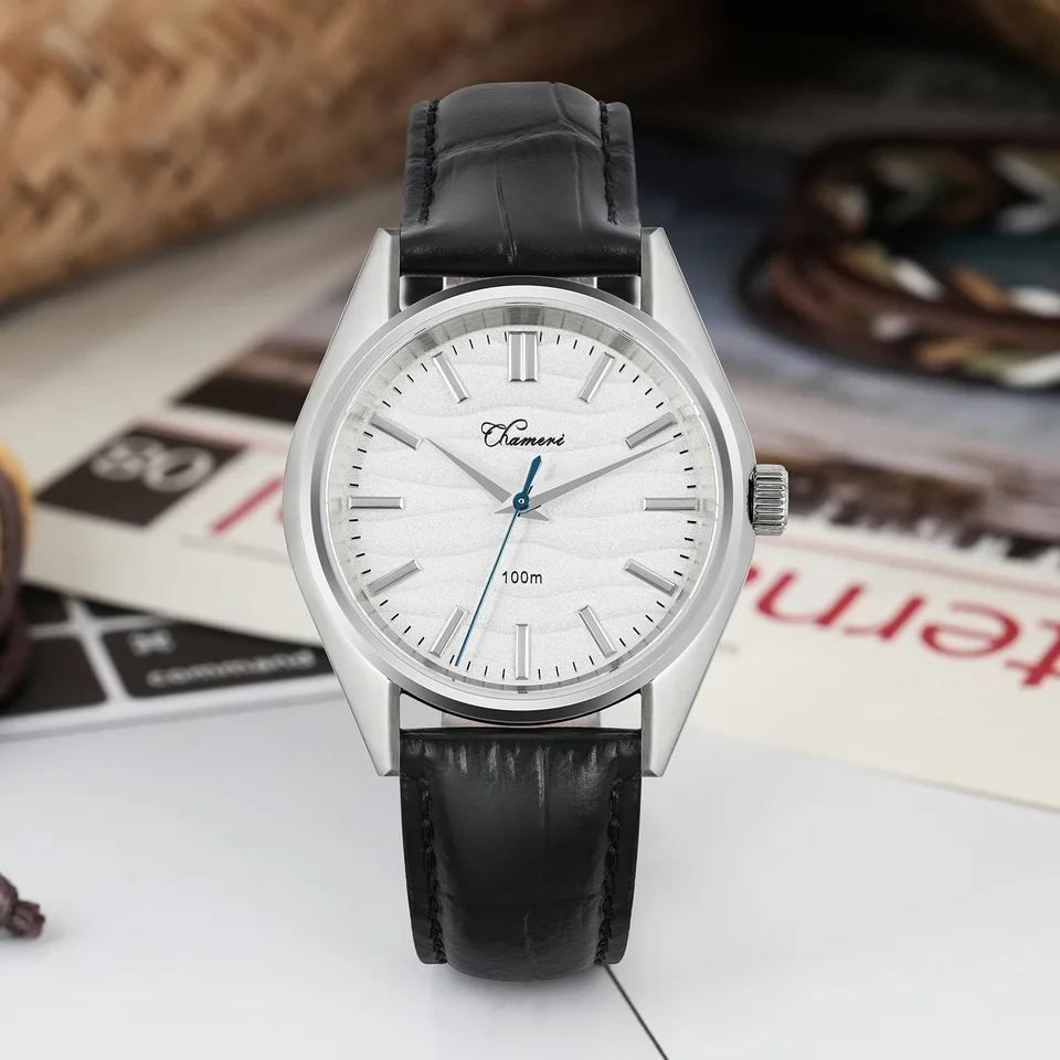 Chameri GS04 37 mm hodinky VH31 Sweep Second Move Business Wristwatch 316L z nehrdzavejúcej ocele Sapphire Glass Vintage hodinky hodinky hodinky